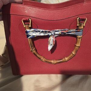 Gucci Diana Red Leather Handbag with Bamboo Handles